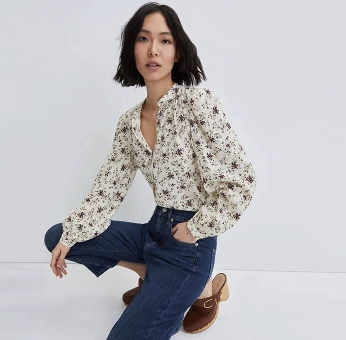 Veronica Beard Floral Silk Blouse