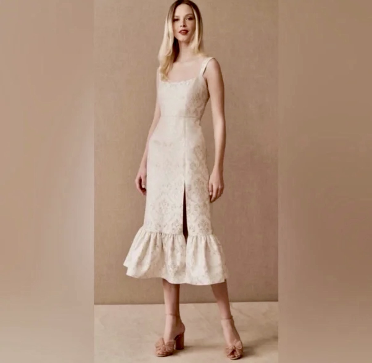 SACHIN + BABI Ivory Floral Jacquard Midi Dress